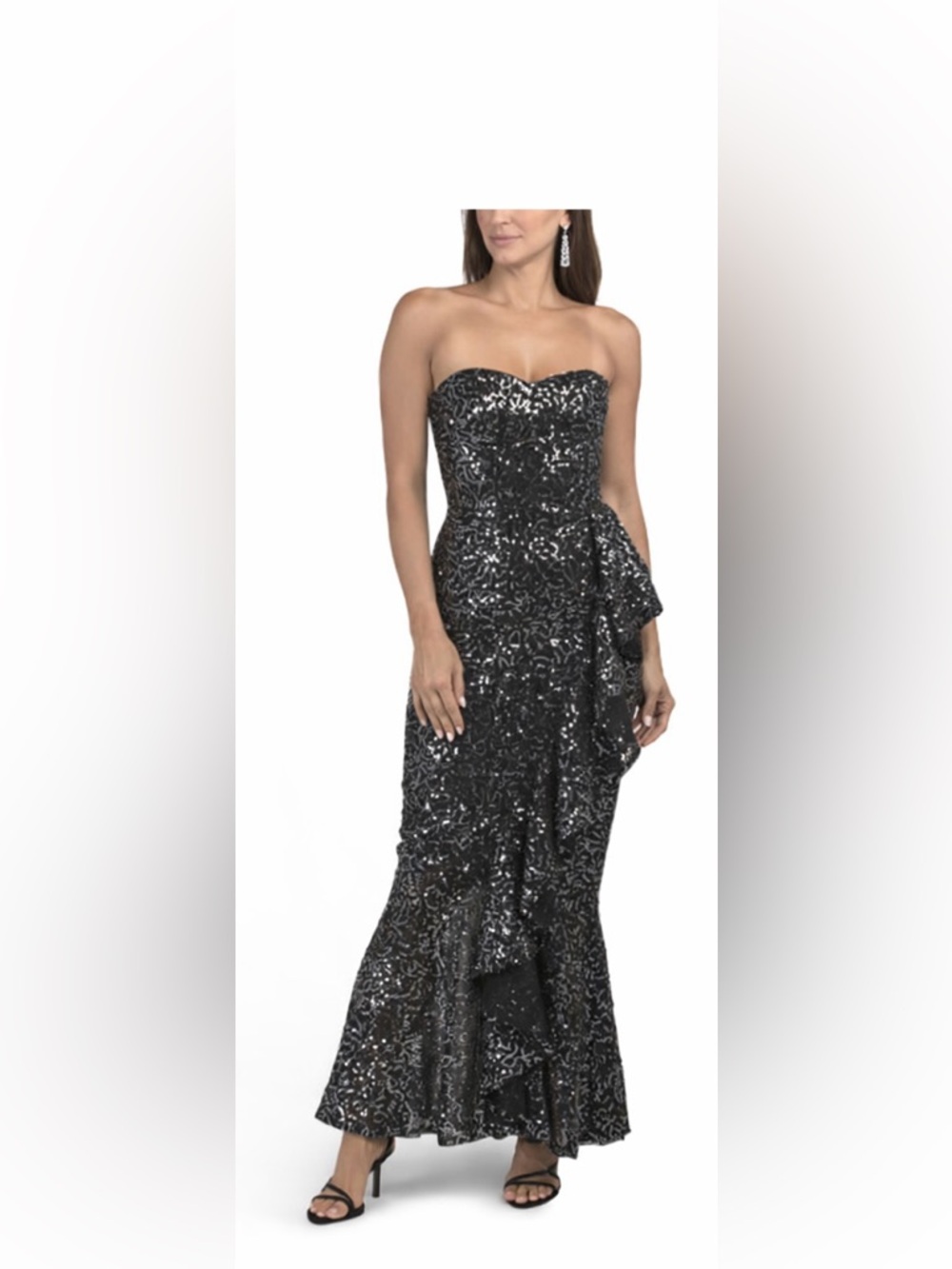 Dress the Population Black Sequin Strapless Mermaid Dress